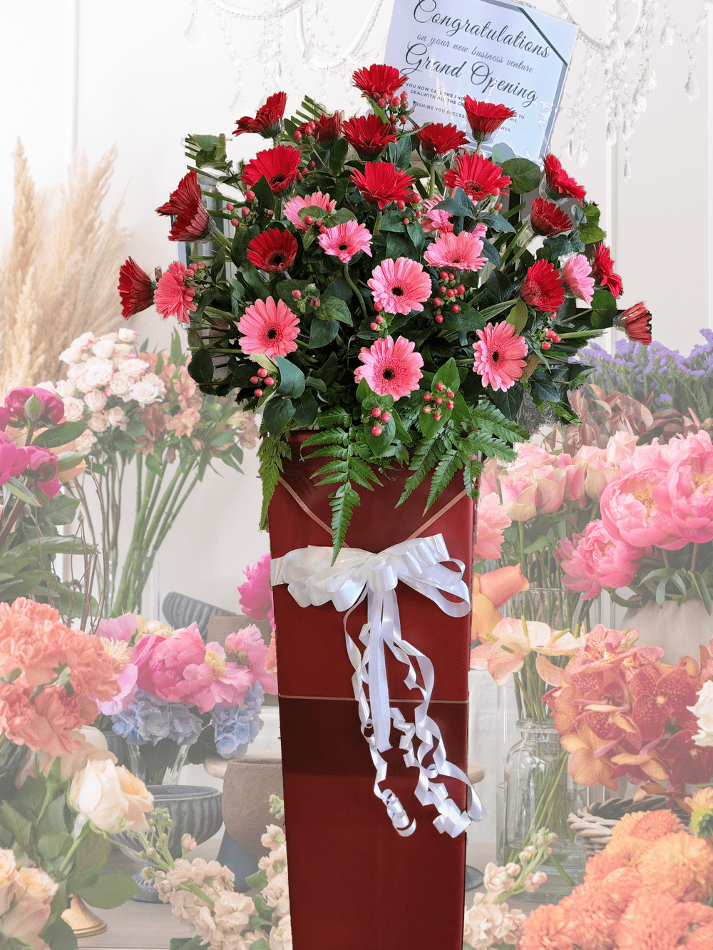 Daisy Opening Stand Box Arrangement