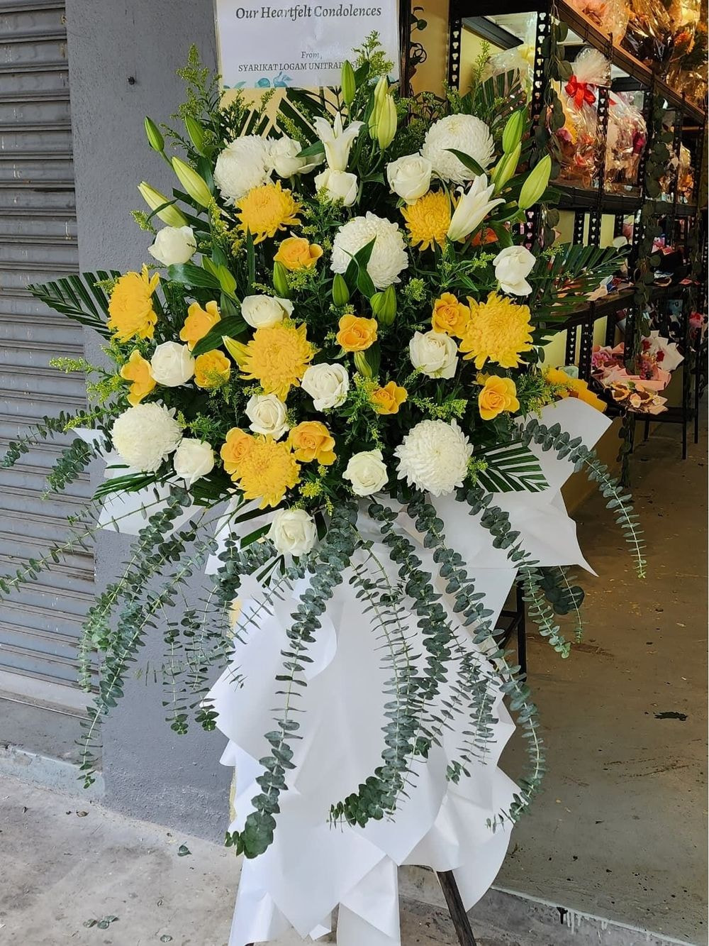 Large X Stand Sympathy Arrangement