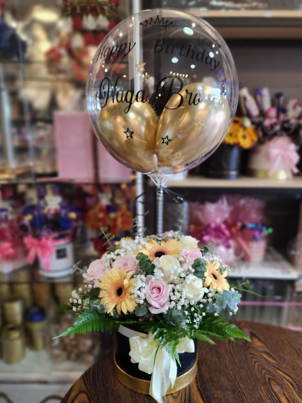 Large size : Mix Flower +Balloon Box Arrangement