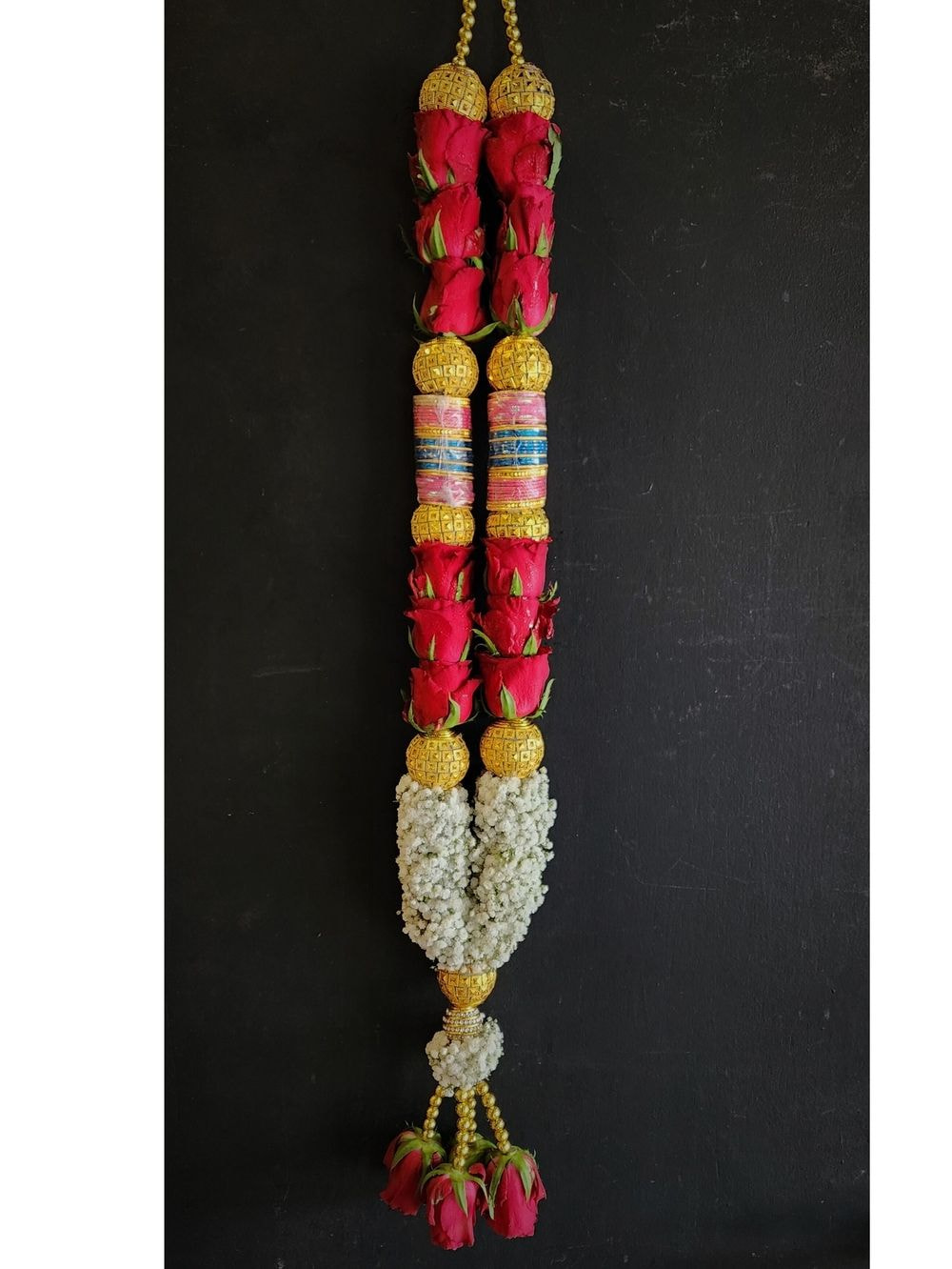 Whole Rose with Gold Ornaments & Bangles