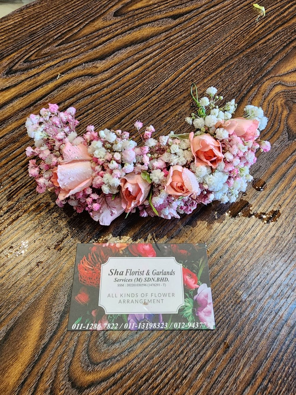 5inch - Hair Pin Arrangement Spray Rose + Colored Baby Breath