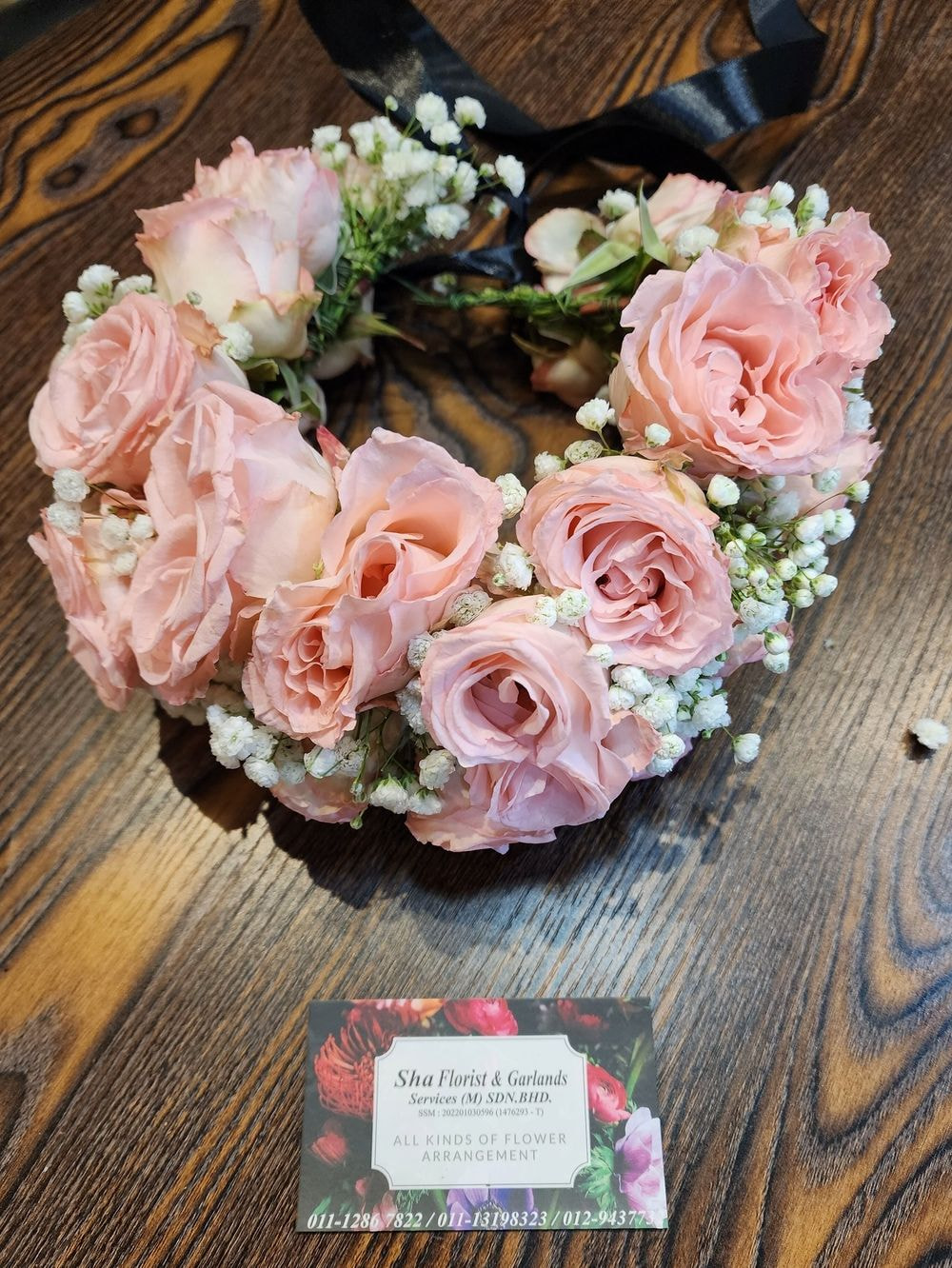10inch Hair Arrangement Spray Pink Rose + Baby Breath