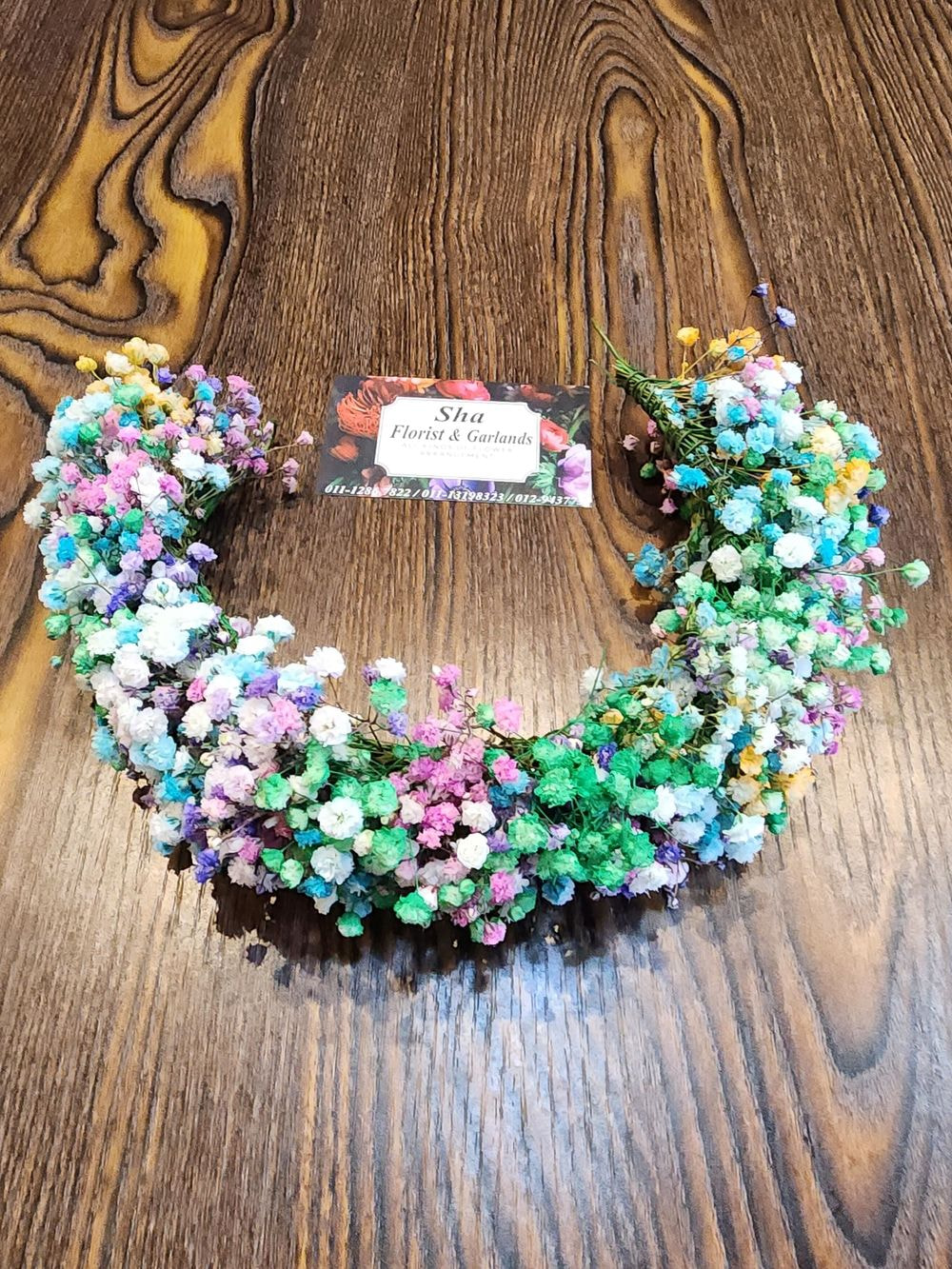 10inch - Hair Pin Arrangement Spray Rose + Colored Baby Breath