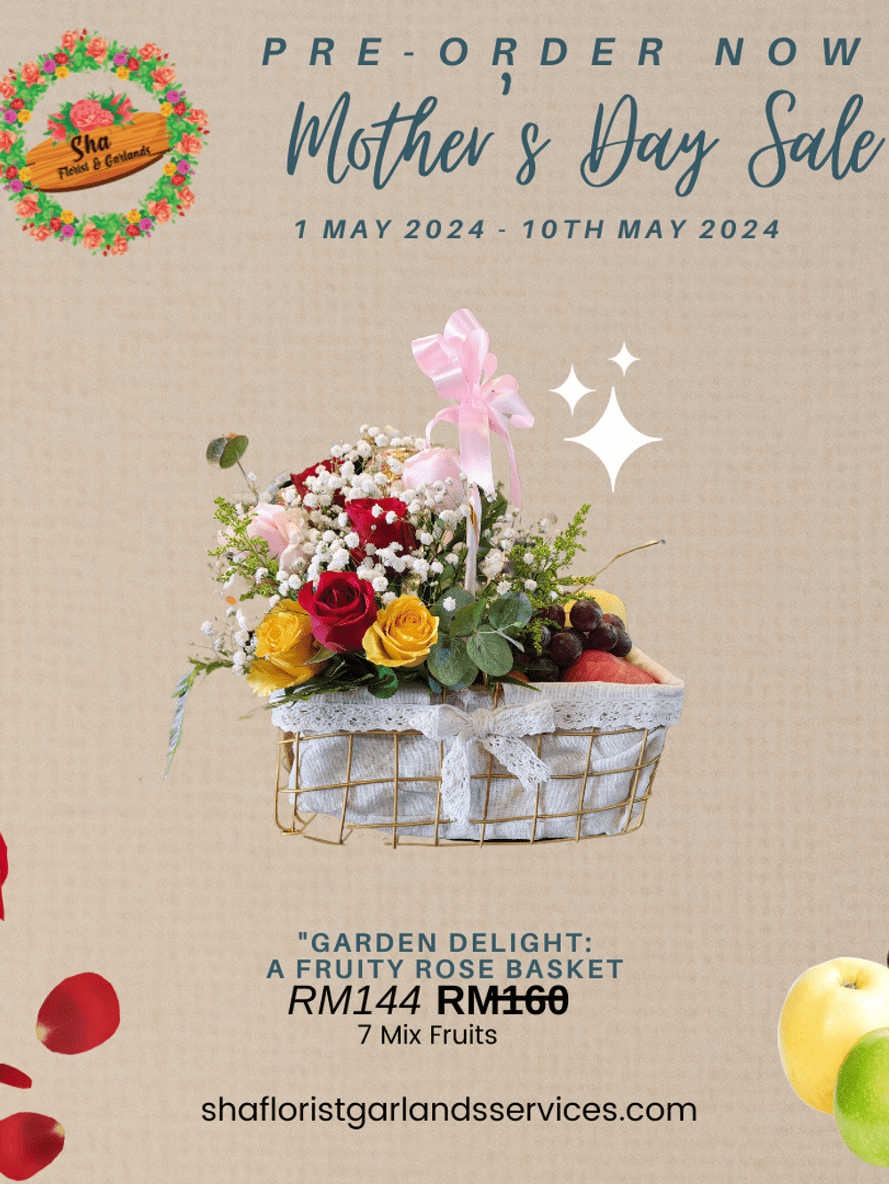[PRE-ORDER][Mother's Day Sale] Fruity Rose Basket