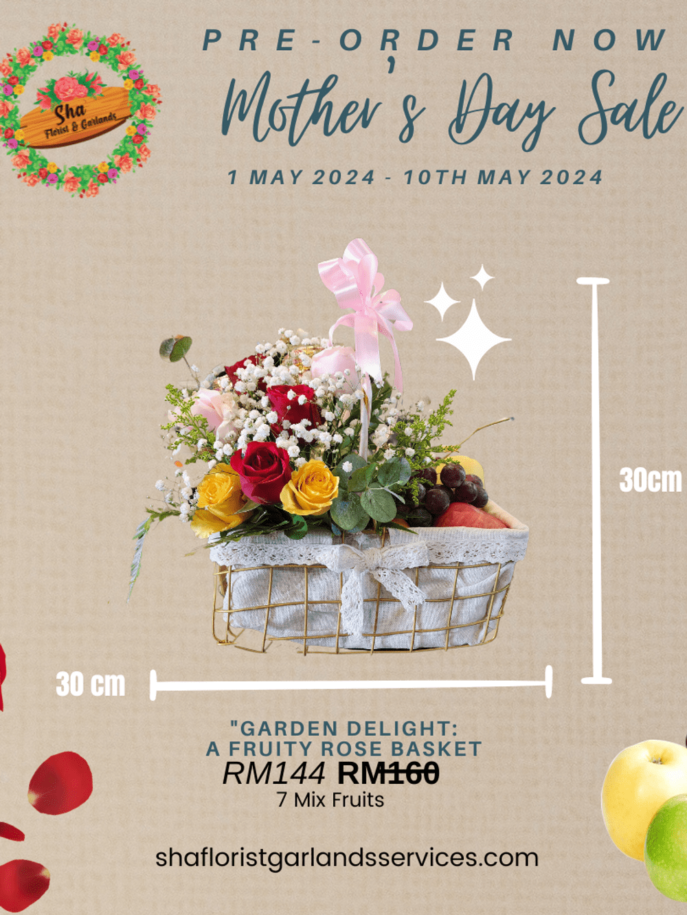 [PRE-ORDER][Mother's Day Sale] Fruity Rose Basket