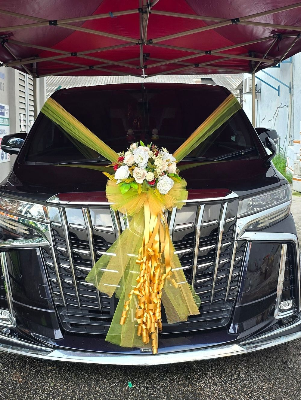 Double Ribbon with Artificial Flower & Bow