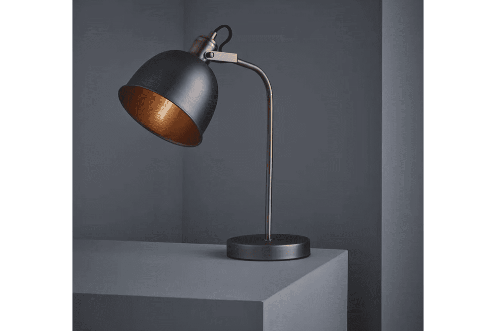DEEYA SMOKEY BLACK WITH CLEAR GLASS TABLE LAMP