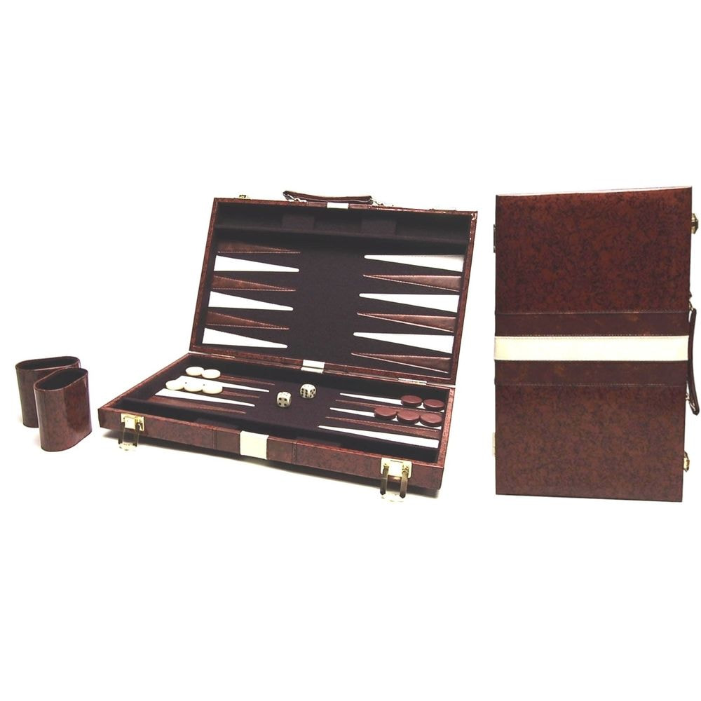 Backgammon case brown vinyl 46x30 cm.