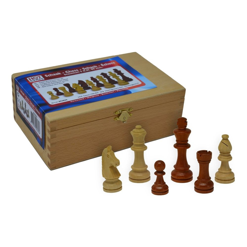Chess men Staunt.5 wood nat/br.W+F 89mm.