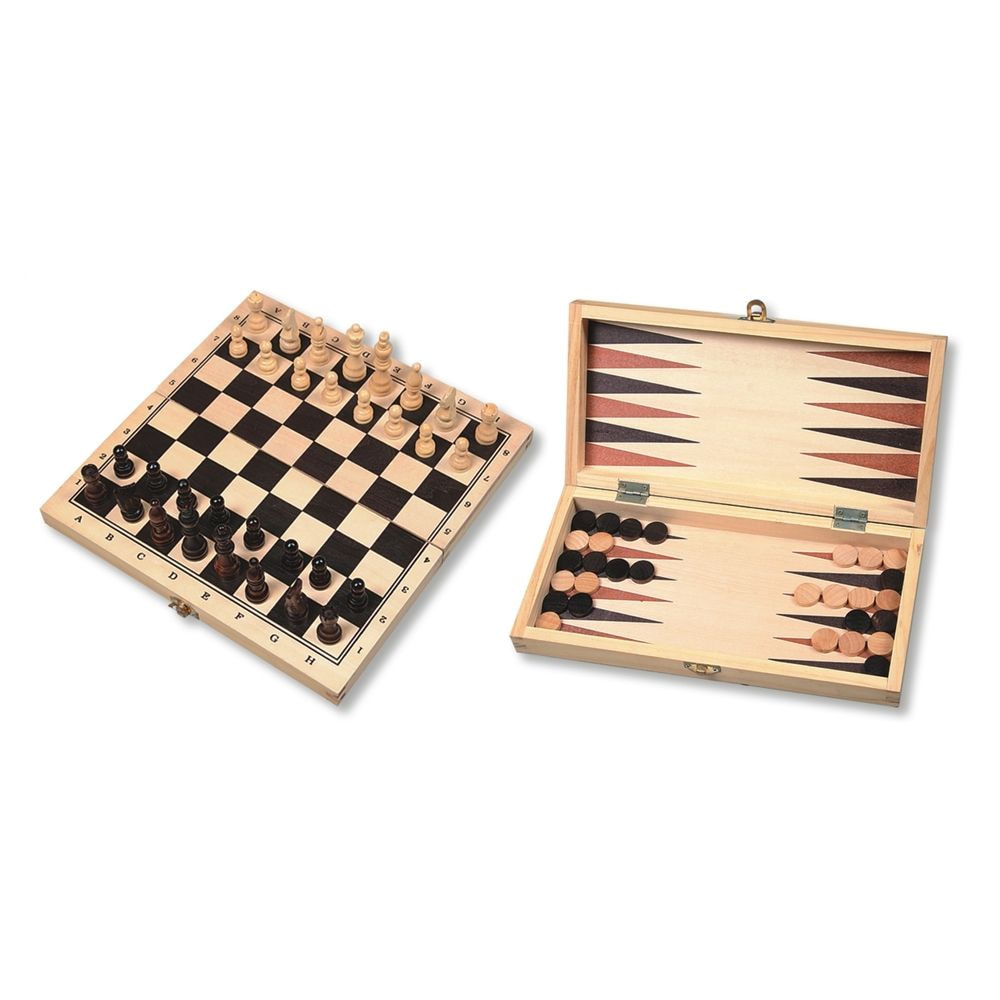 Chess-/Backgam.foldingcass.29cm.w.pieces