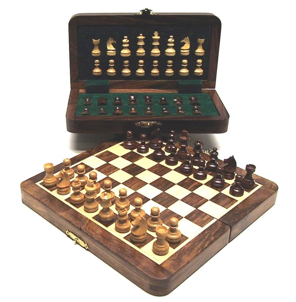 Chess-folding cass. inlaid magnetic 25x13x4.5cm.