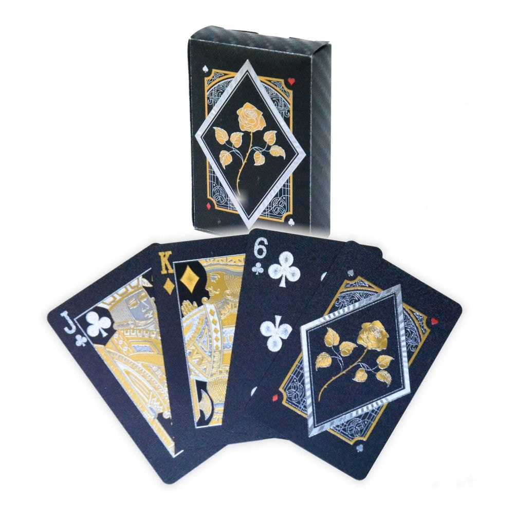 Playing Cards Black Golden Rose - 100% plastic