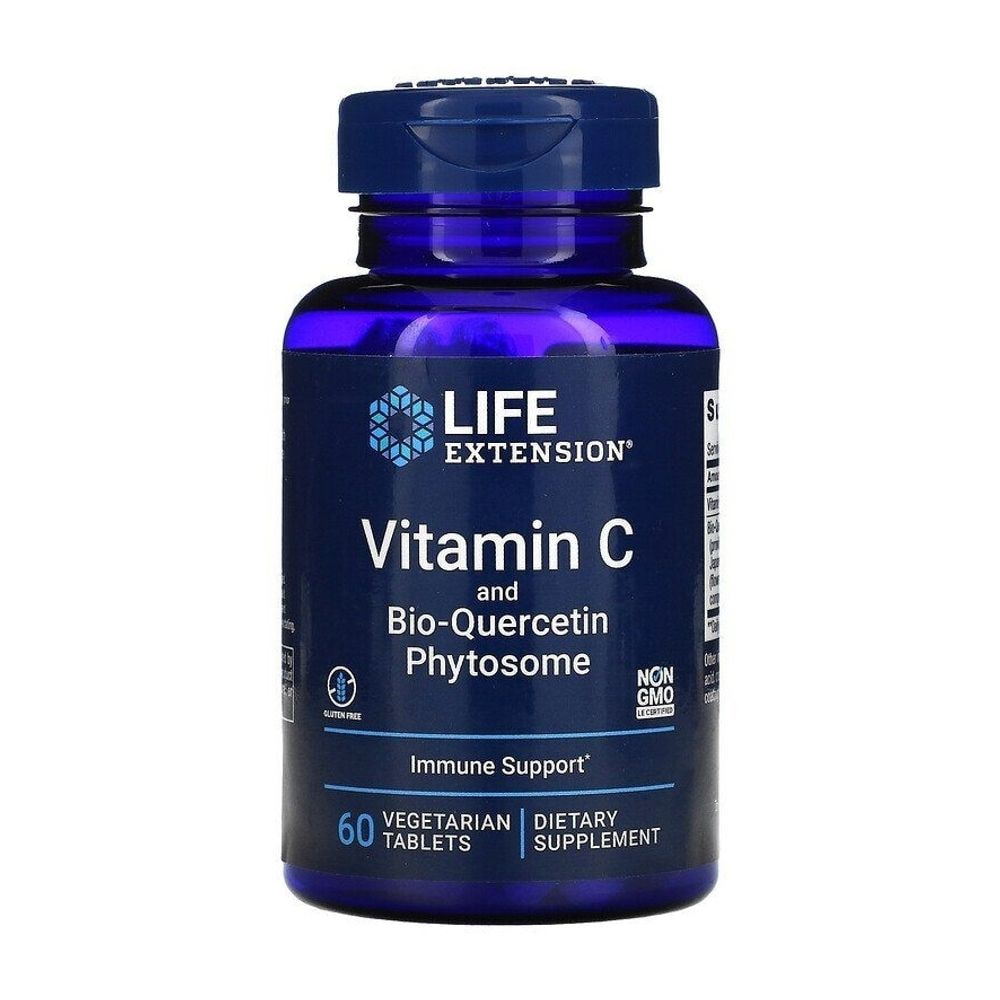 Life Extension Vitamin C in Bio Kvercentin 60 vegetarijanskih tablet