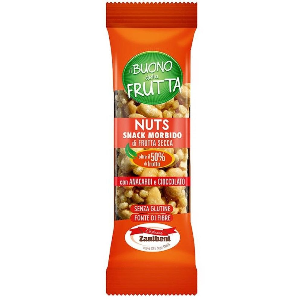 ZANIBONI NUTS SOFT PLOŠČICA Z INDIJSKIMI OREŠČKI IN TEMNO ČOKOLADO, 35 g