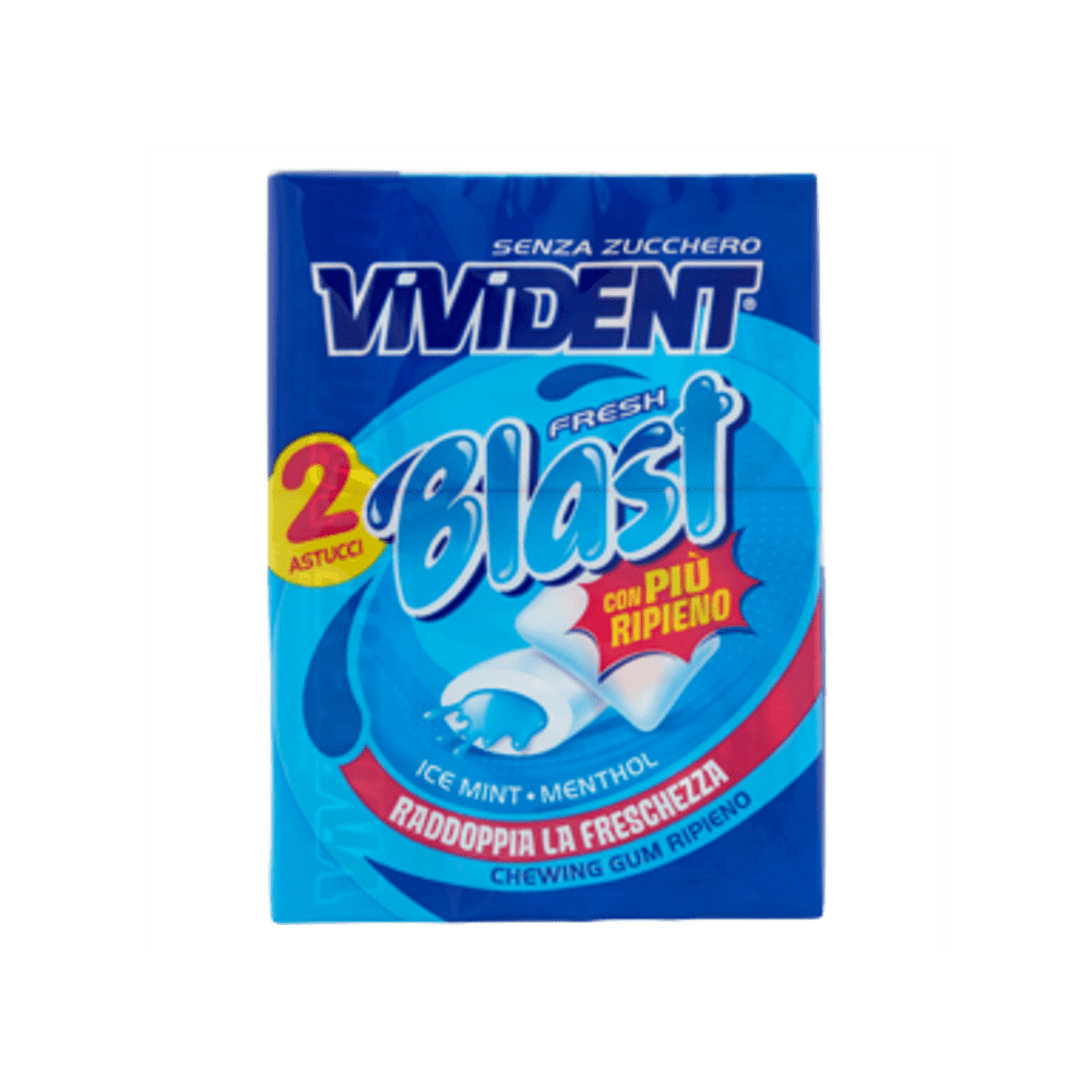 VIVIDENT BLAST ŽVEČILNI GUMI BREZ SLADKORJA IN S SLADILI, 30 g