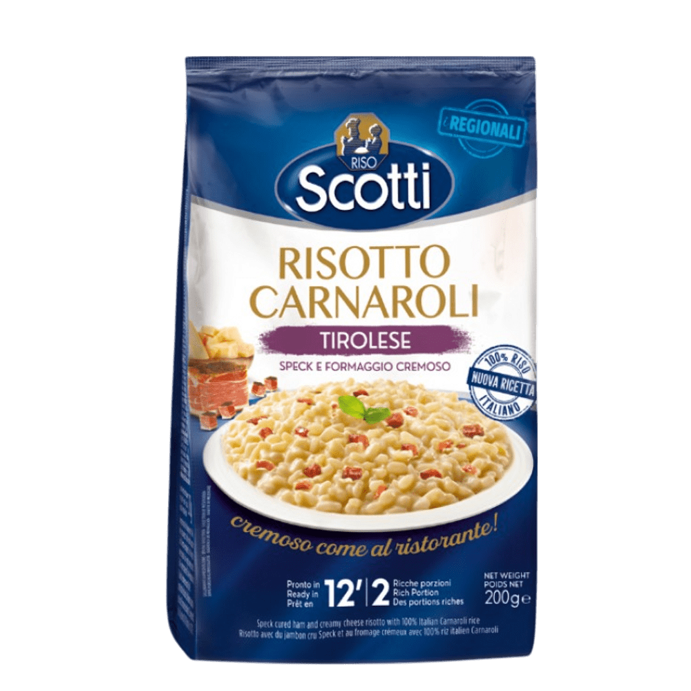 SCOTTI RIŽOTA S SLANINO IN KREMNIM SIROM (PO TIROLSKO), 200 g
