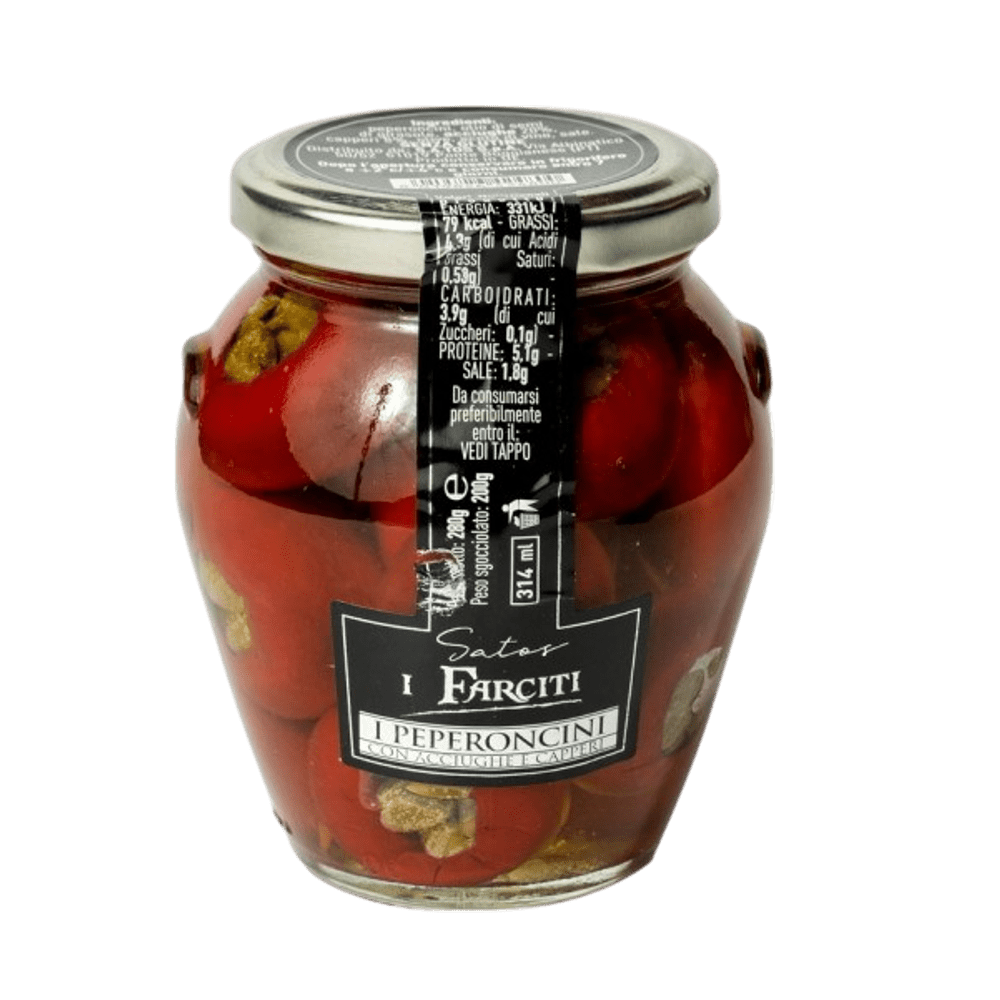SATOS PAPRIKE POLNJENE Z RIKOTO IN KAPRAMI, 280g/314 ml
