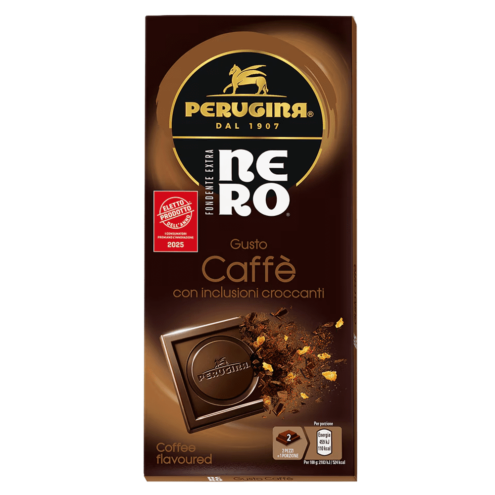 PERUGINA TEMNA ČOKOLADA Z OKUSOM KAVE IN HRUSTLJAVIMI RIŽEVIMI KOSMIČI, 85 g 