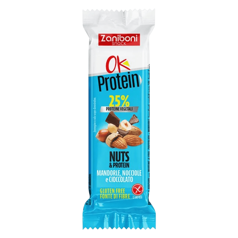 ZANIBONI PROTEINSKA TABLICA Z ARAŠIDI, MANDLJI, LEŠNIKI IN TEMNO ČOKOLADO, 40 g