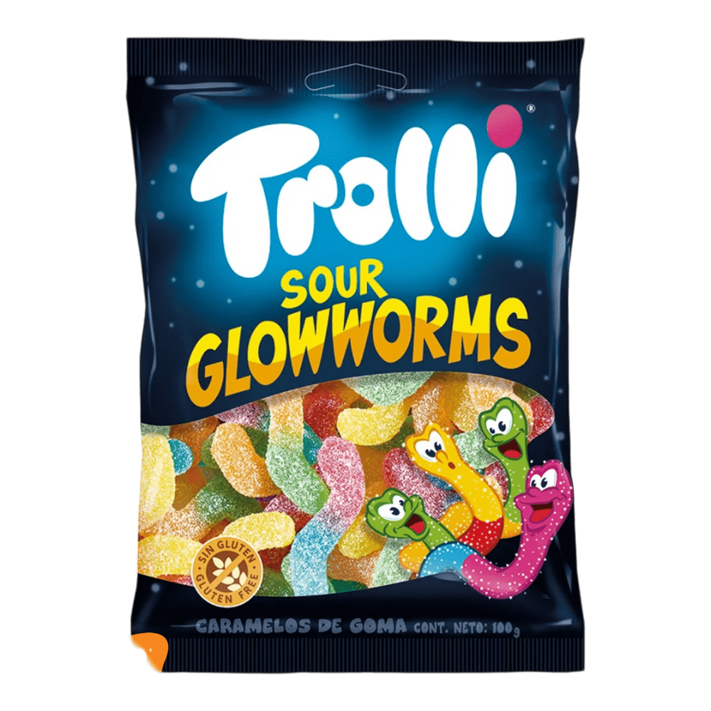TROLLI GUMIJASTI BONBONI KISLI SVETLEČI ČRVI, 100 g