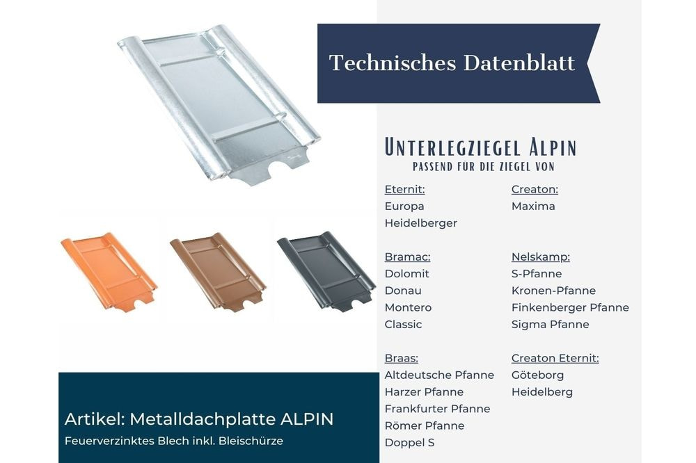 Alpin Metal Roof Tile Base Plate - Brick Red (Ral 8004)
