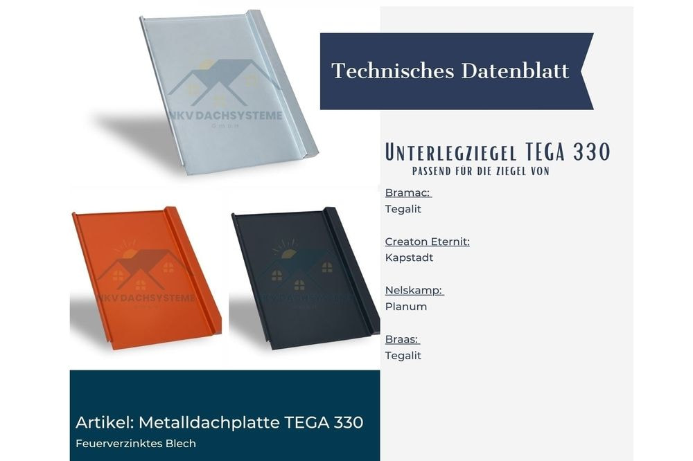 Sheet Metal Replacement Tile TEGA 330 - Brick Red (RAL 8004)