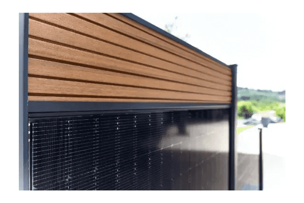 FlexPVence solar fence 2.0 m x 7.4 m with four PV modules