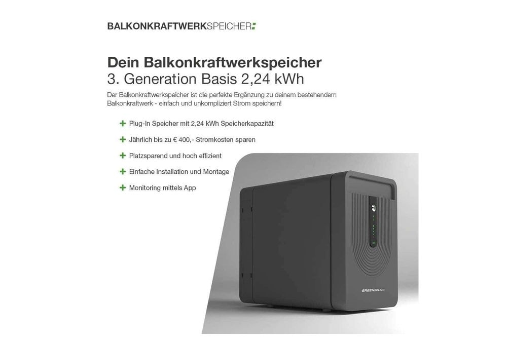Balkonkraftwerkspeicher 3. Generation 2,24 kWh Basis GreenSolar