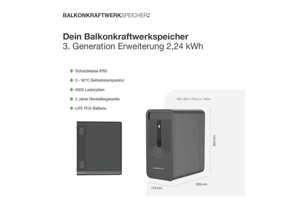 Balkonkraftwerkspeicher 3. Generation  2,24 kWh Erweiterung GreenSolar