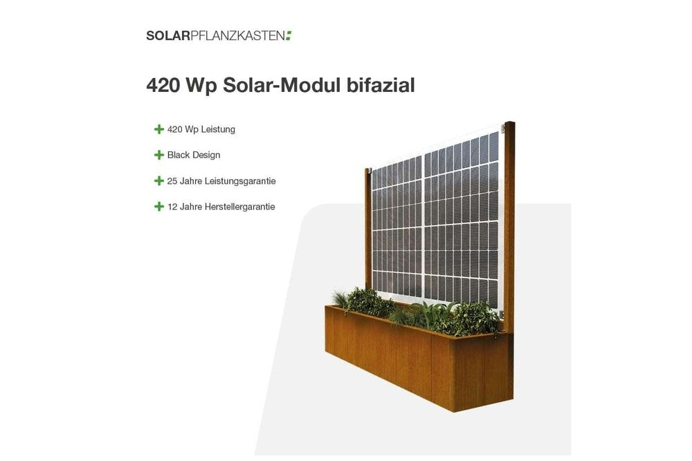 Solar Planter 420/400 Corten Steel Bifacial Premium Line