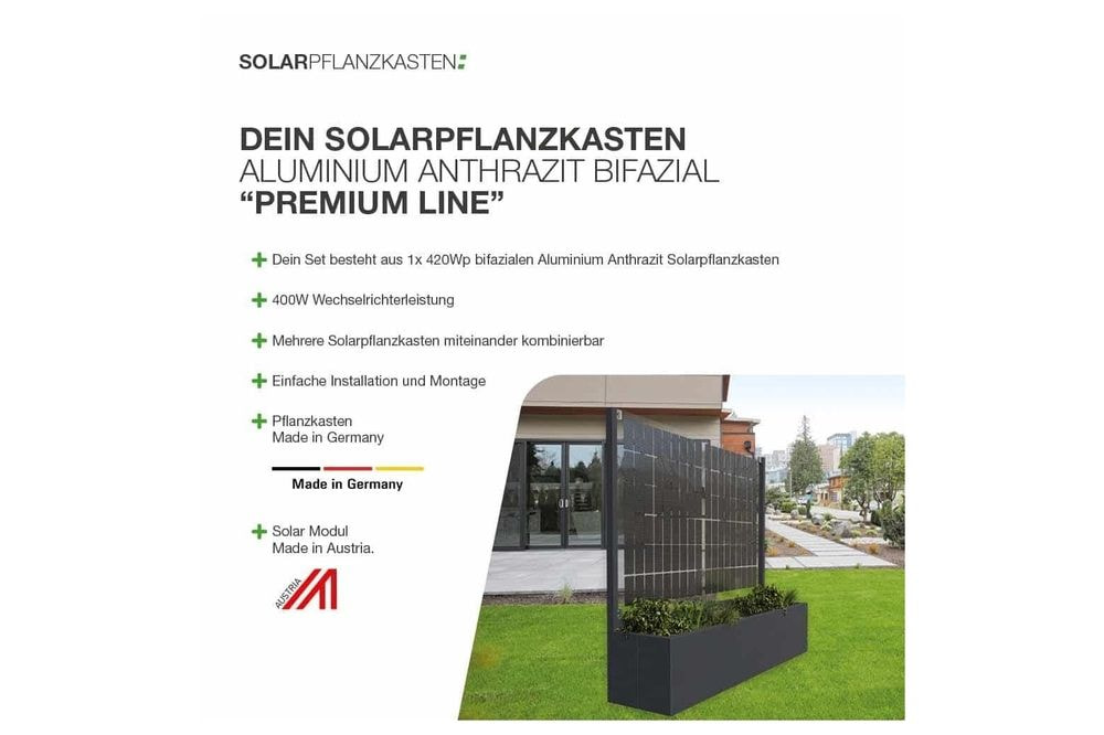 Solarpflanzkasten 420/400 Aluminium anthrazit bifazial premium line