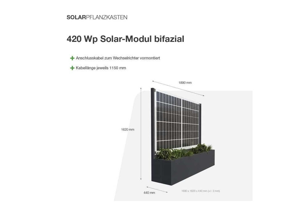 Solarpflanzkasten 420/400 Aluminium anthrazit bifazial premium line