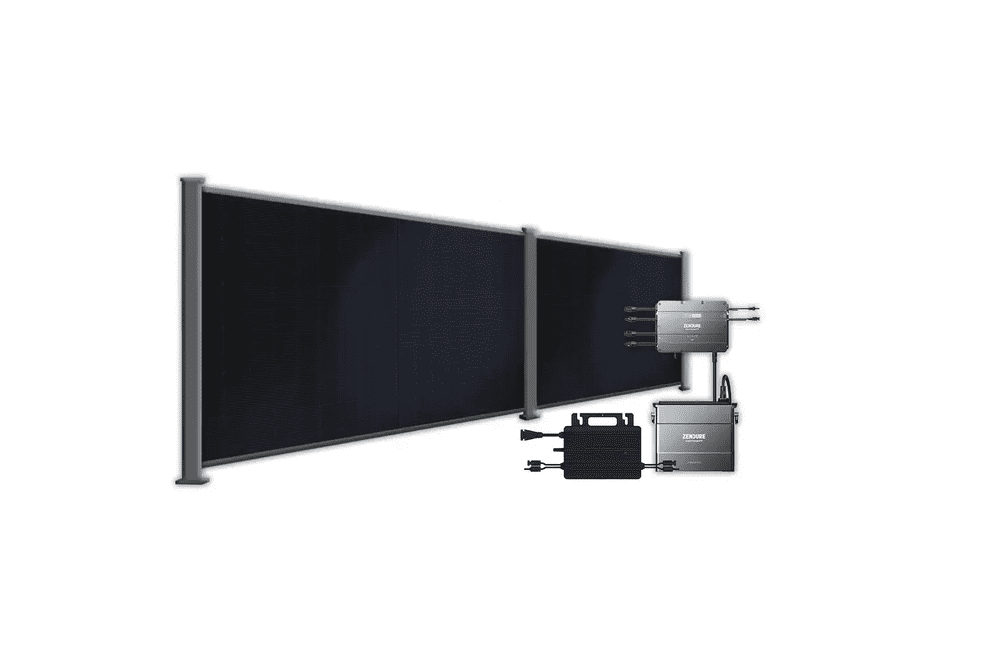 BasicPVence Solarzaun 1,25 m x 7,4 m mit vier PV Modulen