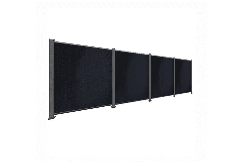 BasicPVence Solarzaun 1,25 m x 7,4 m mit vier PV Modulen