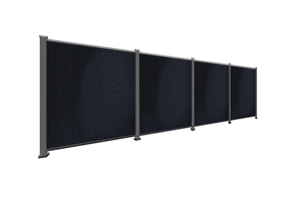 BasicPVence Solarzaun 1,25 m x 7,4 m mit vier PV Modulen