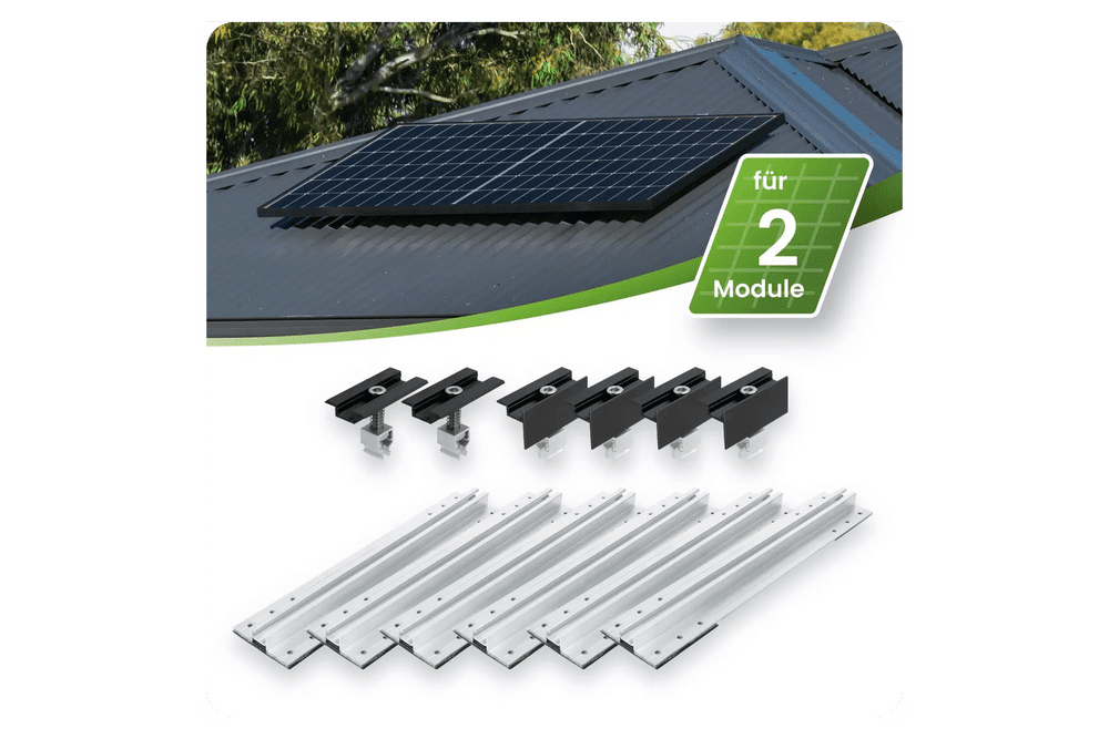 Trapezblechdach Montageset für 2 Module – Ideal für Photovoltaik-Balkonkraftwerke (30mm)