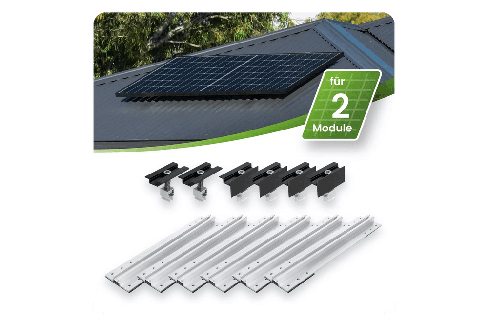 Trapezblechdach Montageset für 2 Module – Ideal für Photovoltaik-Balkonkraftwerke (30mm)