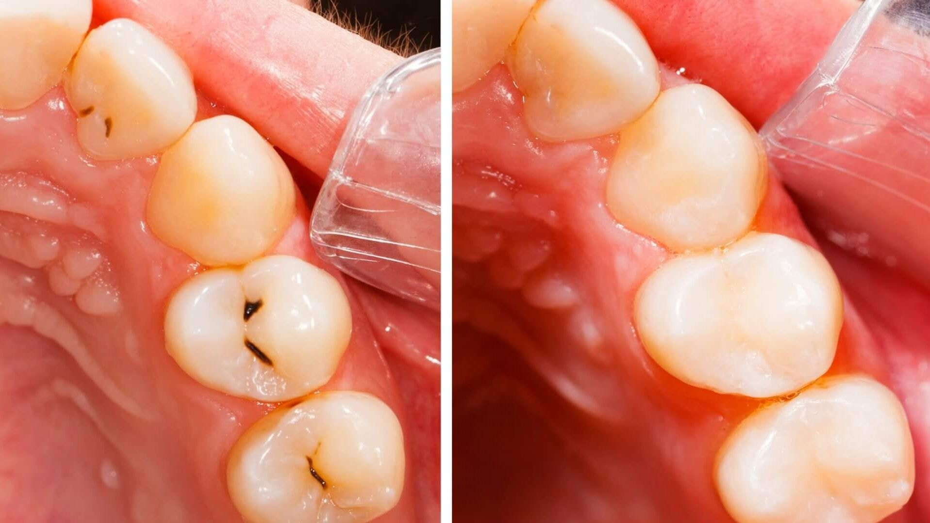 tooth before and after doing composite