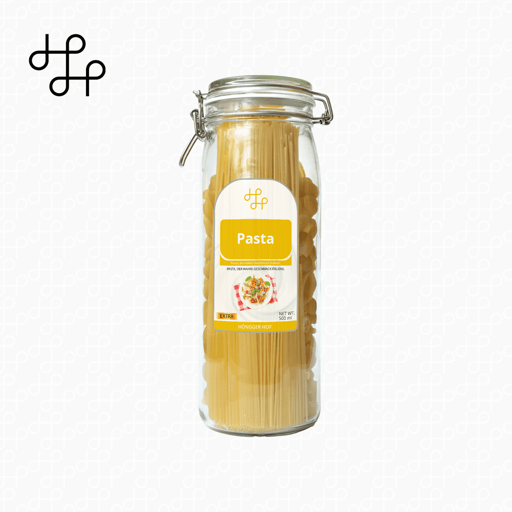 Vaso con mix di fibre di spaghetti e farfalle – facile da usare e conservare.