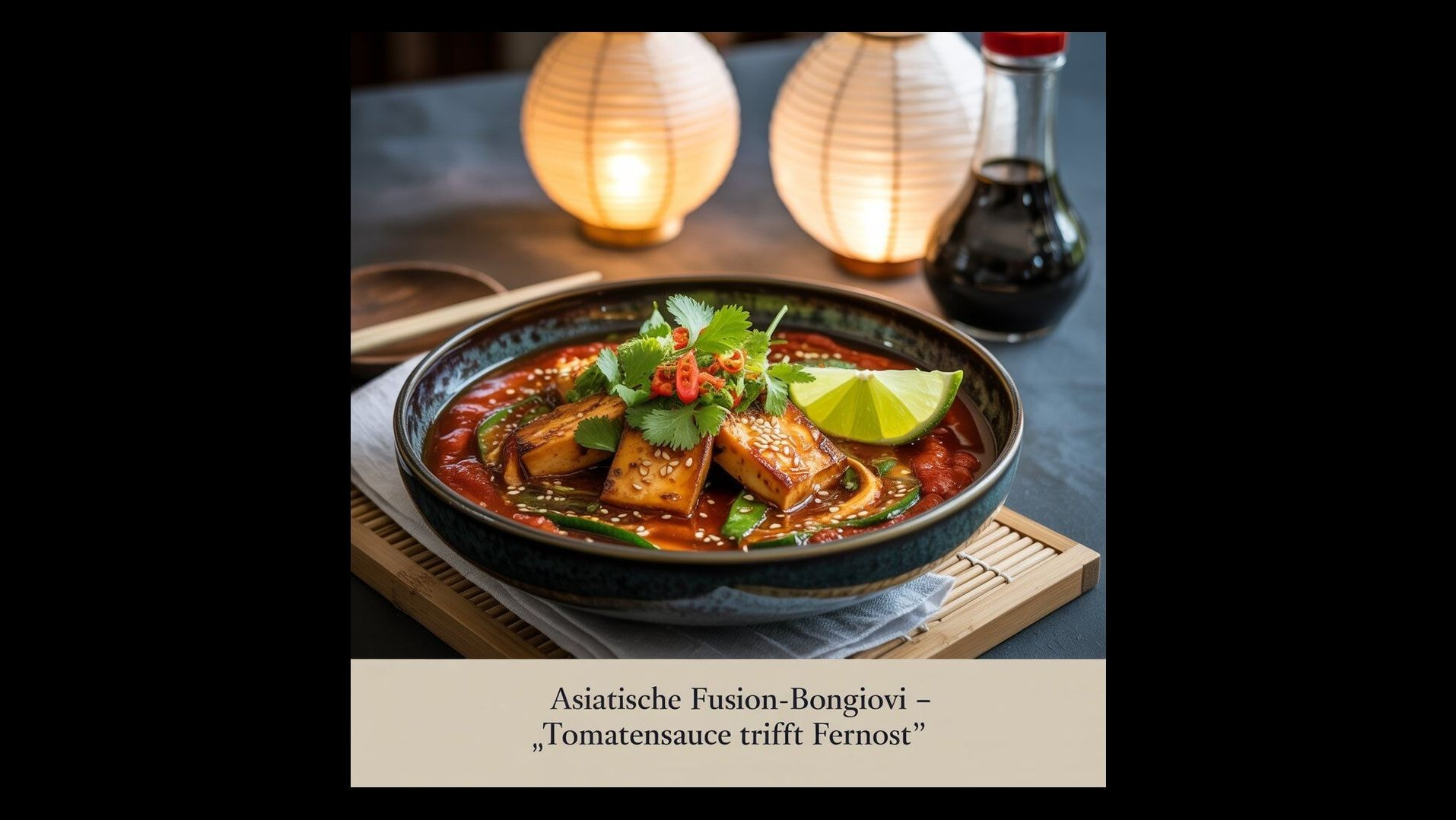 Fusion asiatique avec Bongiovi Marinara : Tofu en sauce tomate avec chili et coriandre. Fusion asiatique avec Bongiovi Marinara : Tofu en sauce tomate avec chili et coriandre.