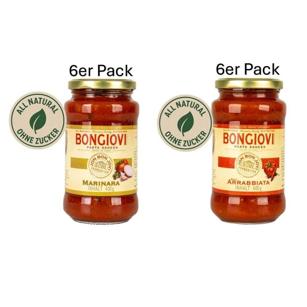 Bongiovi Pasta Sauces Bundle – 12-Pack Mix (6x Marinara & 6x Arrabbiata)