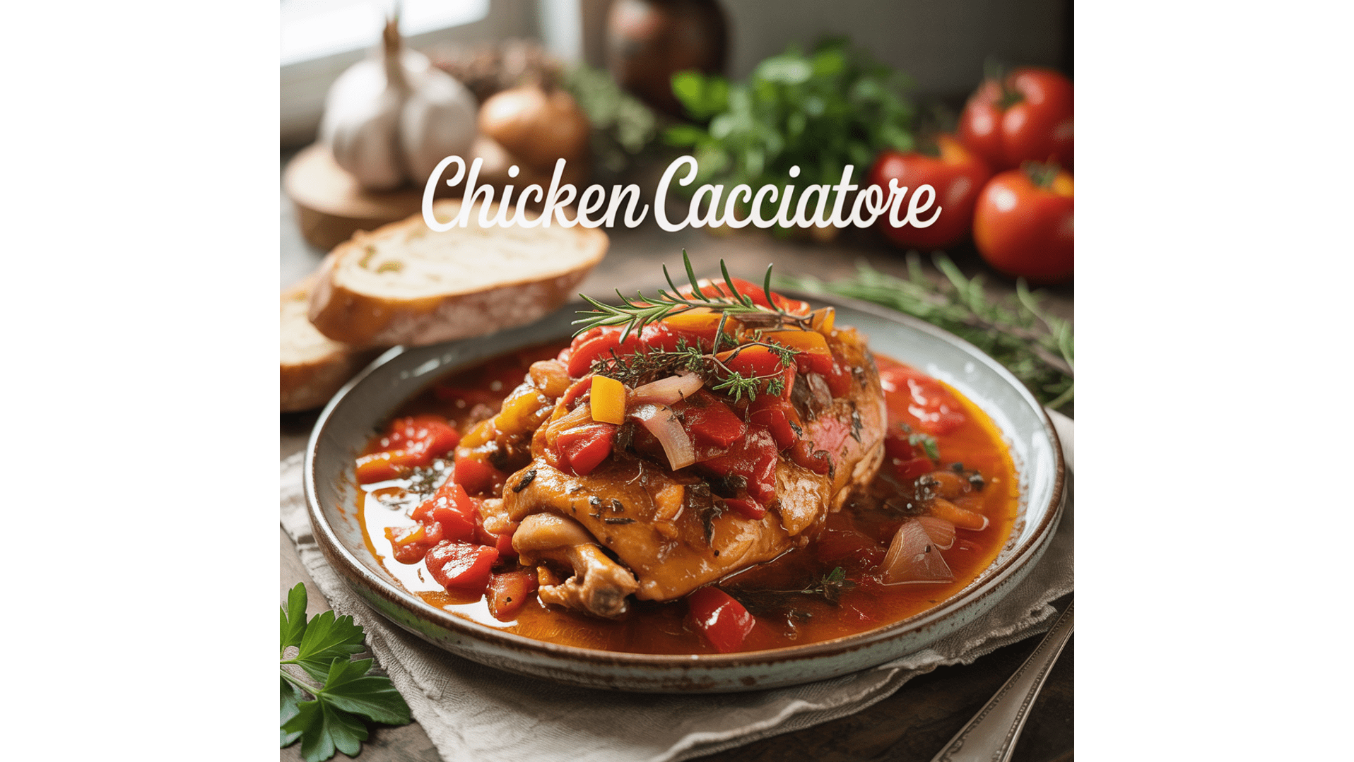 Rustikales Chicken Cacciatore mit Bongiovi Sauce, ein italienisches Geschmackserlebnis.