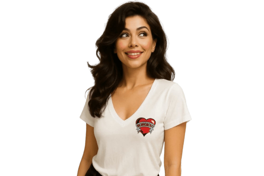 T-shirt Femme Bongiovi avec Logo Cœur (Large) T-shirt Femme Bongiovi avec Logo Cœur (Large)