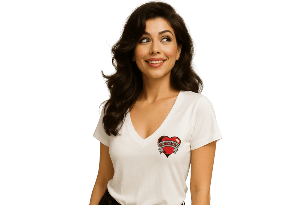 T-shirt Femme Bongiovi avec Logo Cœur (Large)