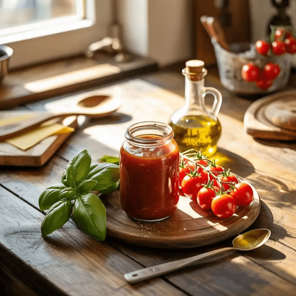 Natürliche Zutaten: frische Tomaten, Basilikum und Olivenöl