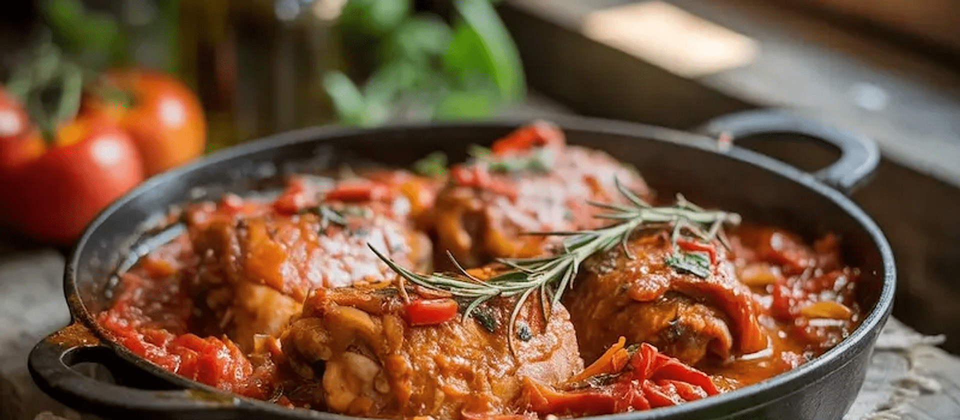Rustikales Chicken Cacciatore mit Bongiovi Dad’s Original Sauce – aromatisch geschmort mit Gemüse und Kräutern. Italienischer Klassiker, einfach zubereitet.