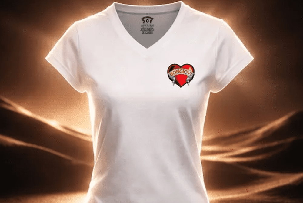 T-shirt Femme Bongiovi avec Logo Cœur (Large)