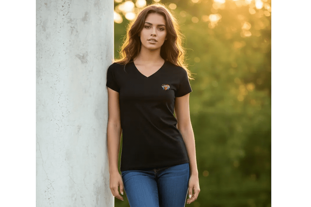 Bongiovi Designer Damen Shirt Schwarz mit Herzlogo (Medium)