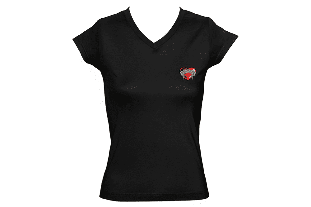 Camiseta Mujer Bongiovi Negra con Logo Corazón (Small)