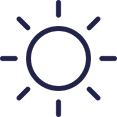 Symbol für sonnenstandabhängige Beschattung – automatische Steuerung von Jalousien und Rollläden.